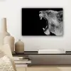 Dieren - Leeuw - Zwart - Wit - Portret canvas 2cm klein -sfeer6