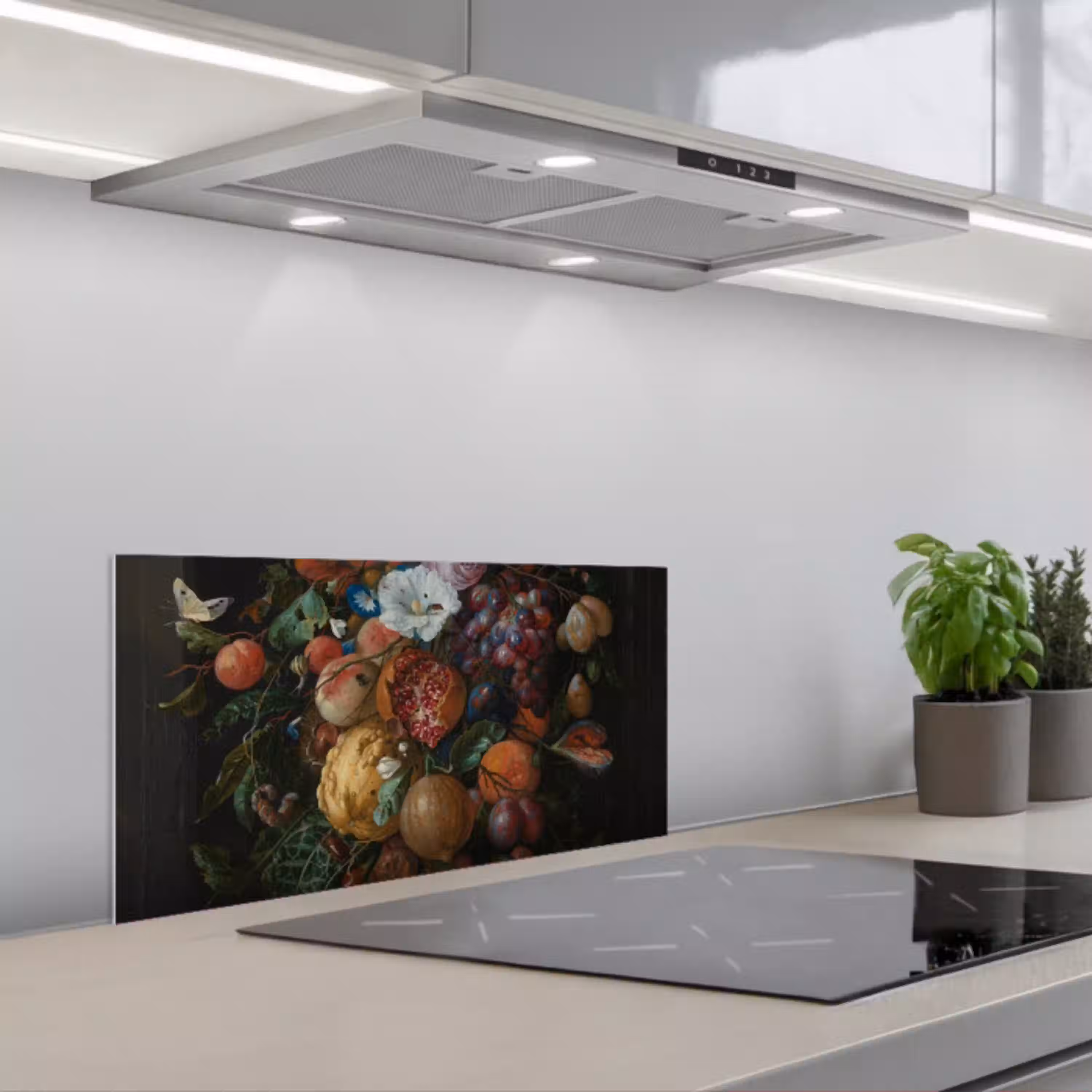 Festoen van vruchten en bloemen - Schilderij van Jan Davidsz. de Heem keuken achterwand spatscherm klein -3d_schuin