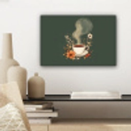 Kop - Bloemen - Groen - Koffie canvas 2cm klein -sfeer6