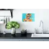 Bloemen - Vrouw - Zonnebril - Blauw Muursticker klein -keuken