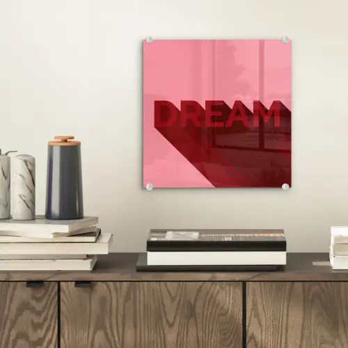 Dream - 3D - Rood - Roze plexiglas 5mm klein -sfeer1