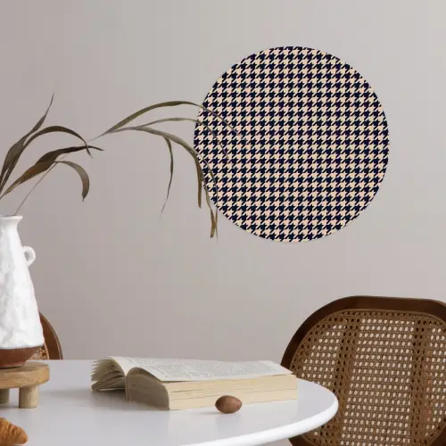 Plaid - Patroon - Ruit - Donkerblauw Wandcirkel behangsticker klein 186 -sfeer3