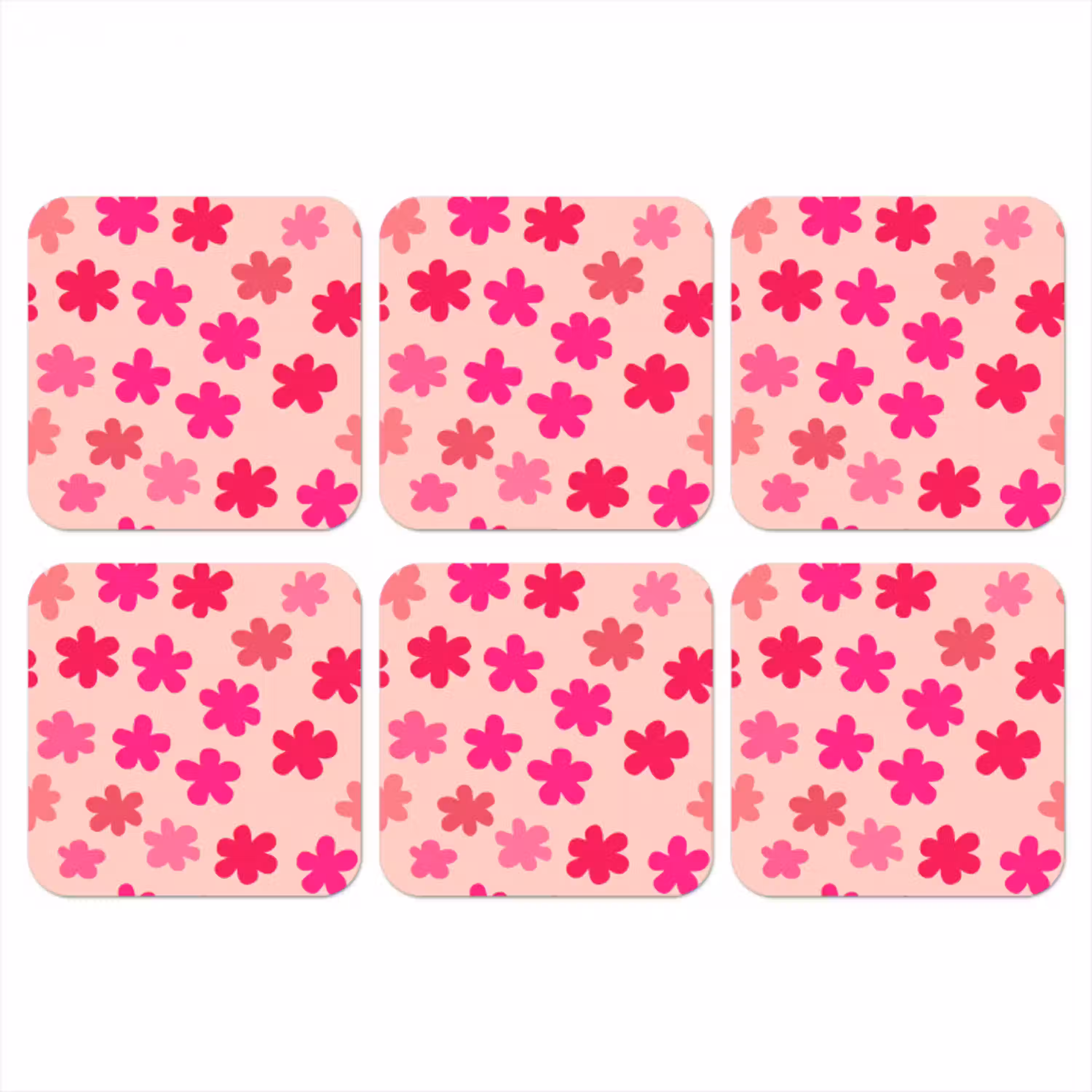 Bloemen - Patroon - Roze onderzetter kurk middel -3d