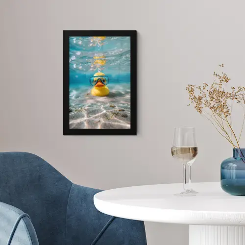 Duikbril - Eend - Water fotolijst zwart zonder passe partout klein -sfeer4