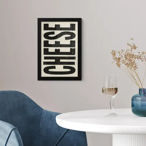 Kaas - Decoratie - Beige - Cheese fotolijst zwart zonder passe partout klein -sfeer4