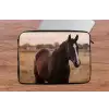 Paard - Zonsondergang - Bruin laptophoes neopreen klein -tafel