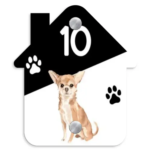 Zwart wit - Huisdier - Chihuahua Naambord Huisje klein -3d