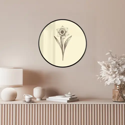 Zwart - Narcis - Illustratie Fotolijst rond zonder passe partout klein -sfeer3