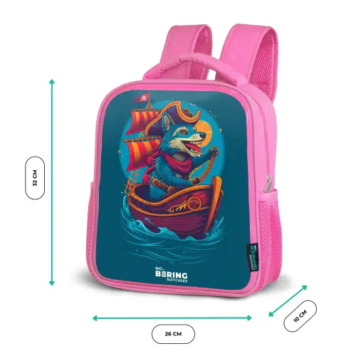 Piraten wasbeer op een boot Kinderrugzak - Roze middel -productfoto_formaten