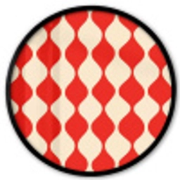 Golvend patroon - Retro - Rood - Beige Fotolijst rond zonder passe partout klein 856 -3d