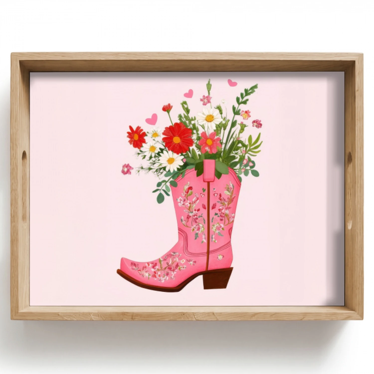 Cowboylaarzen - Roze - Boeket - Bloemen Dienblad Rechthoek middel -z3d_shopping