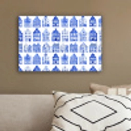 Patroon - Huizen - Blauw canvas 2cm klein 34 -sfeer3