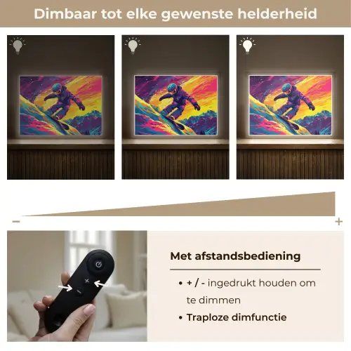 Snowboarden - Sneeuw - Kleurrijk Light Box met batterij (Wandlamp kind) middel -USP_dimbaarNL