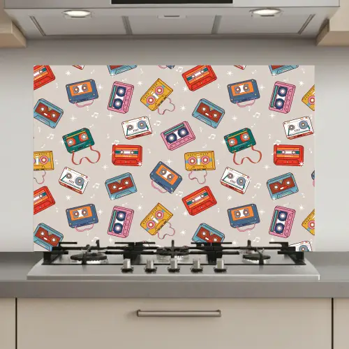 Muziek - Cassette - Patroon keuken achterwand spatscherm klein 900 -3d_website