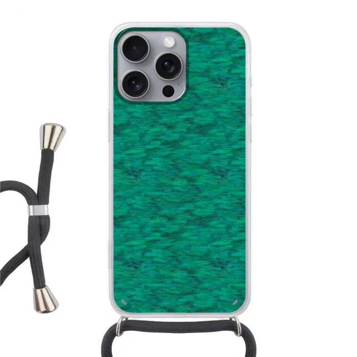 Vloeiend - Olie - Texturen - Groen Hoesje iPhone 16 Pro Max met koord klein 804 -3d