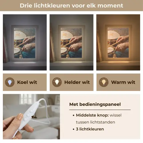Drumstokken - Olieverf - Man Light Box met kabel (Tafellamp) klein -USP_lichtkleurNL