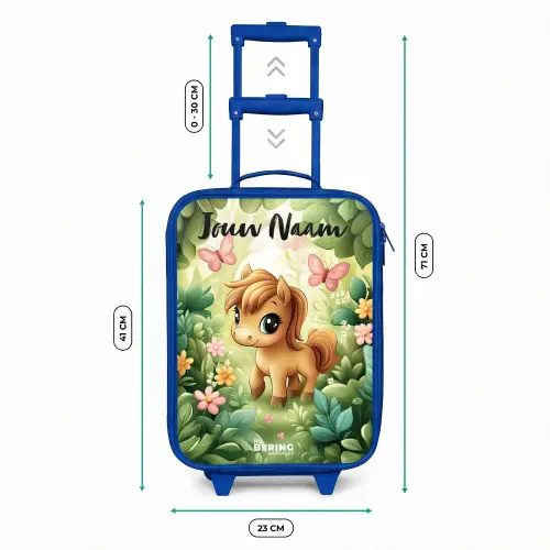 Paard - Bloemen - Vlinders Kinderkoffer - Blauw klein -productfoto_formaten