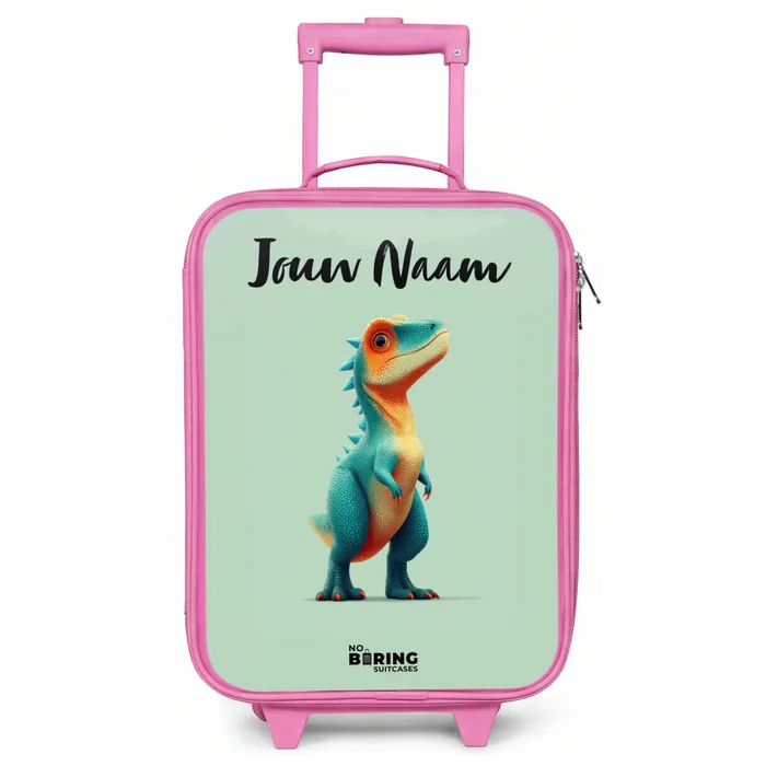 Dino - Dier - Groen - Oranje Kinderkoffer - Roze klein -zz3dotto