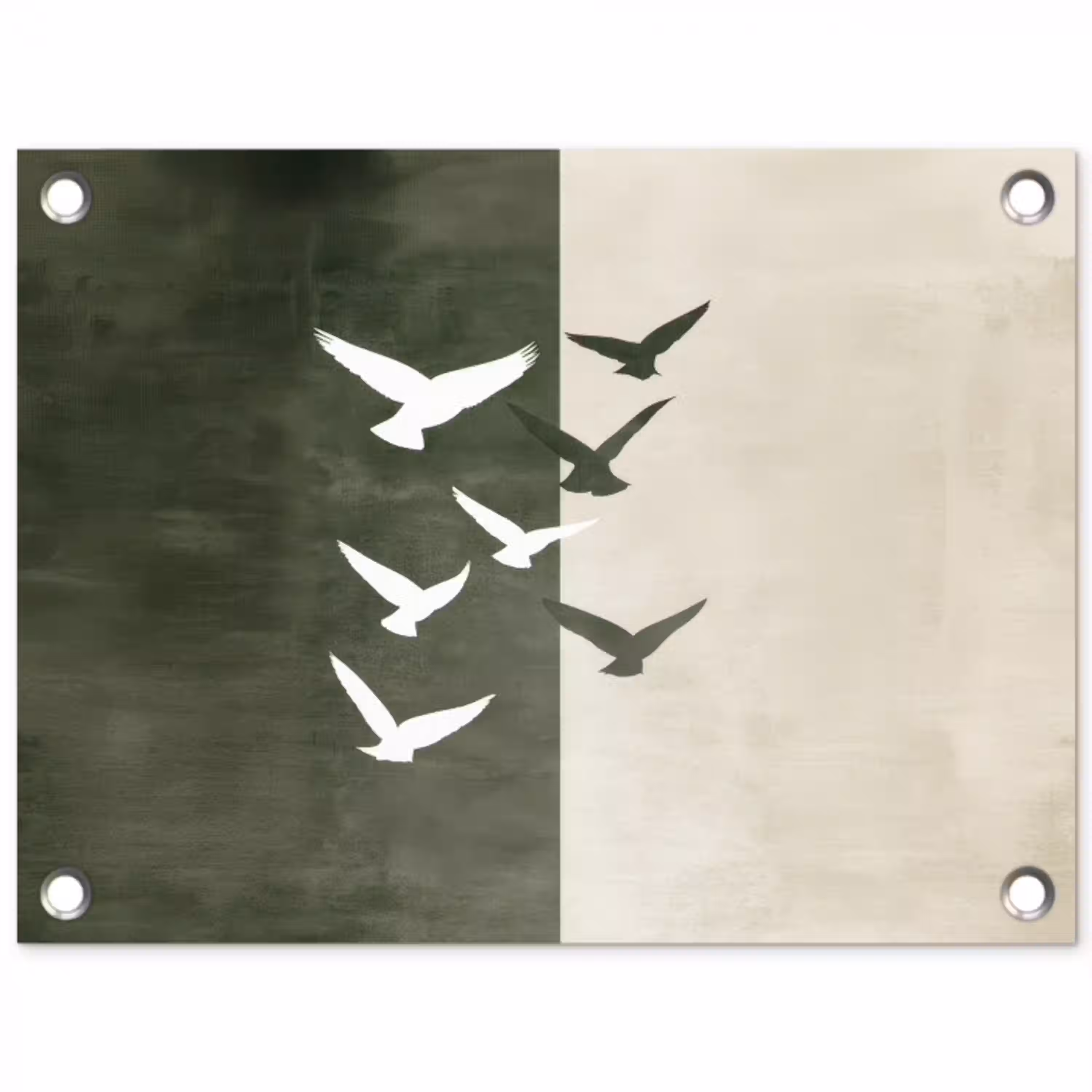 Japandi - Vogel - Groen tuinposter los doek klein -3d