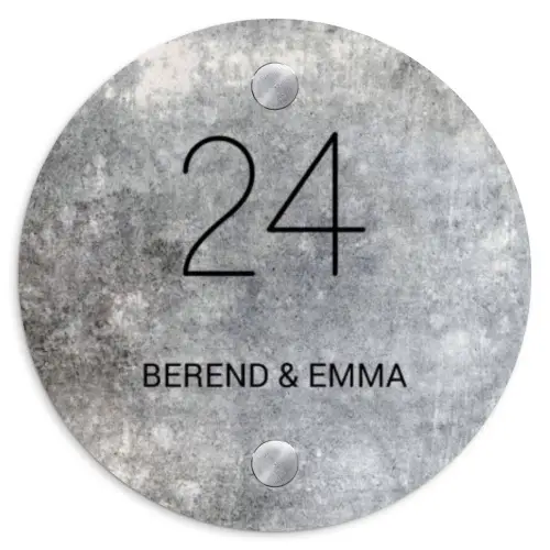 Beton - Klassiek Naambord Rond klein -3d