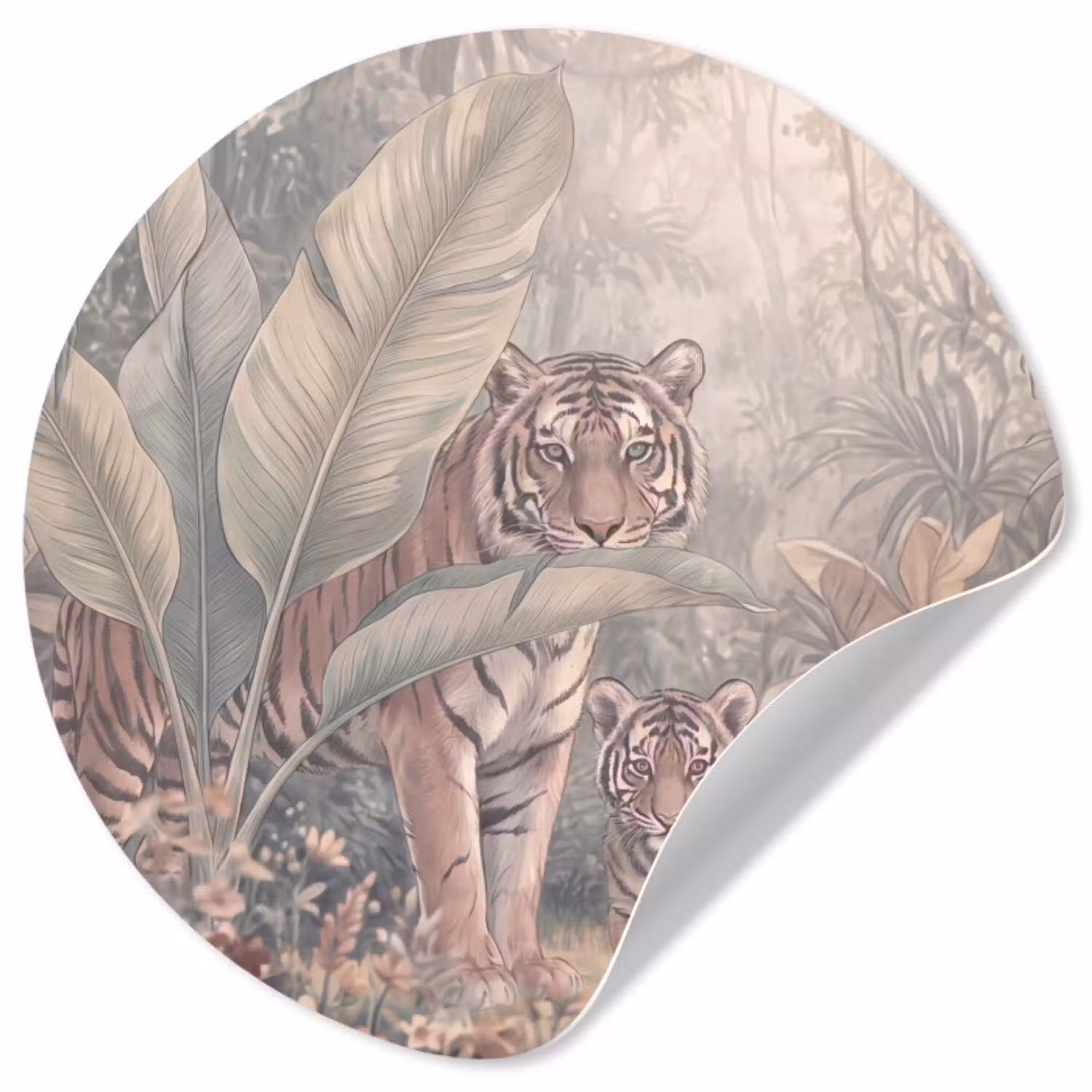 Tijger - Welp - Jungle - Illustratie - Dieren Wandcirkel behangsticker klein -3d