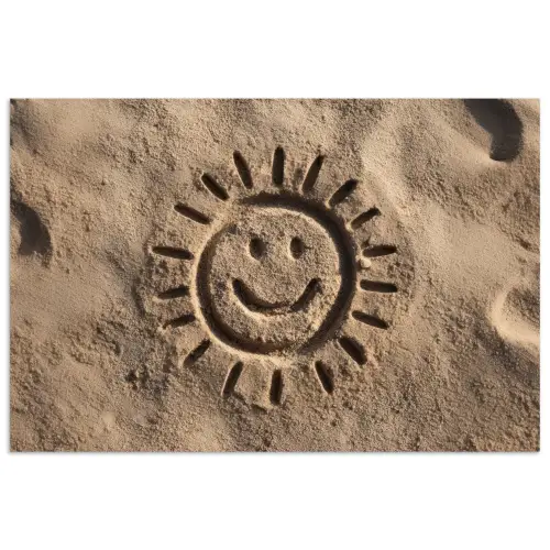 Gezichtje - Zon - Zand - Getekend poster papier klein -3d