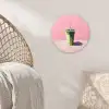 Beker - Rietje - Minimalistisch - Groen Wandcirkel kunststof plaat 5mm dik klein -sfeer5