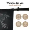 Wereldkaart - Krijt - Zwart - minimalistisch Wandkleed katoen klein -sfeer2
