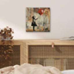 Graffiti - Banksy - Meisje - Street art aluminium wit klein -sfeer3