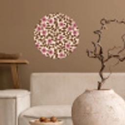 Bloemen - Bladeren - Kleurrijk Wandcirkel behangsticker klein 186 -sfeer1