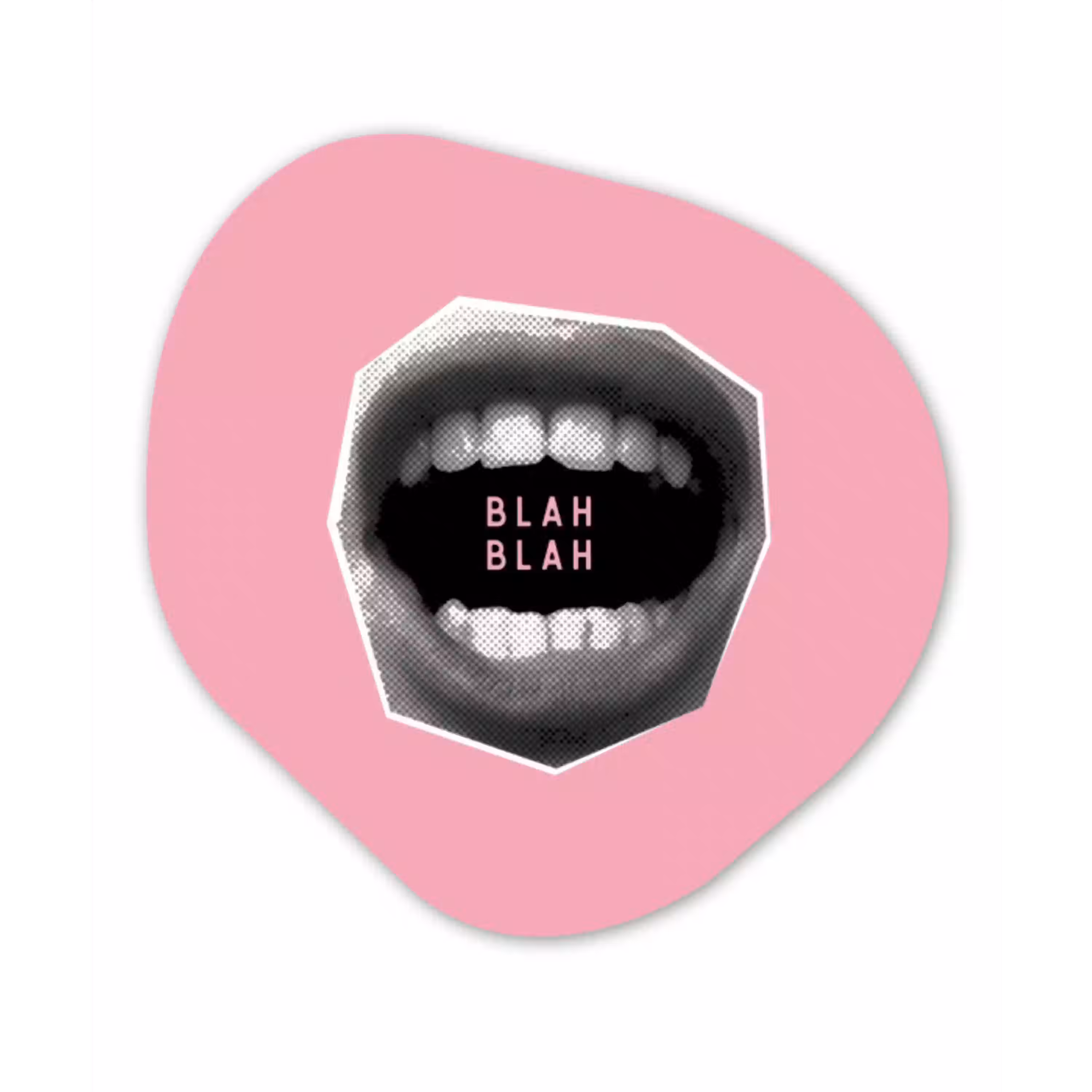 Mond - BLAH BLAH - Roze Wandcirkel Organisch Plexiglas middel -3d