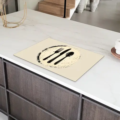 Zwart - Bestek - Rondje Inductie beschermer vinyl 3mm klein -sfeer8