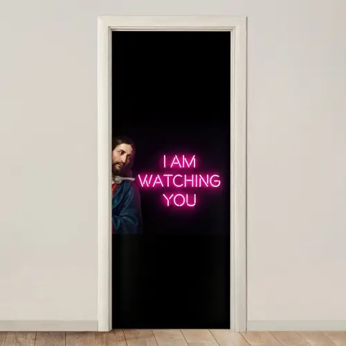Man - Tekst - Neon deurposter klein -3d_beige