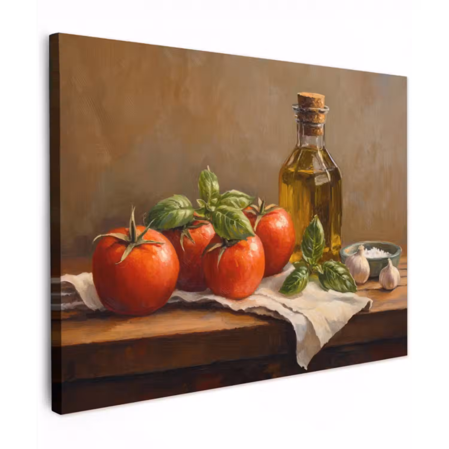 Canvas schilderij - Tomaten - Olijfolie - Stilleven