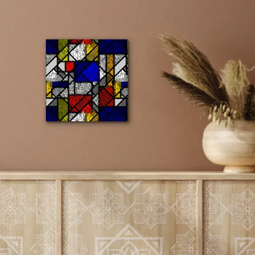 Mondriaan - Glas in lood - Oude Meesters - Kunstwerk - Abstract - Schilderij aluminium wit klein -sfeer4