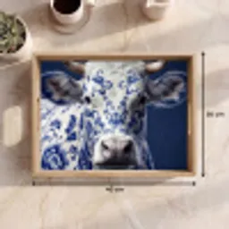 Koe - Delfts - Blauw - Artistiek Dienblad Rechthoek middel -USP_Formaat