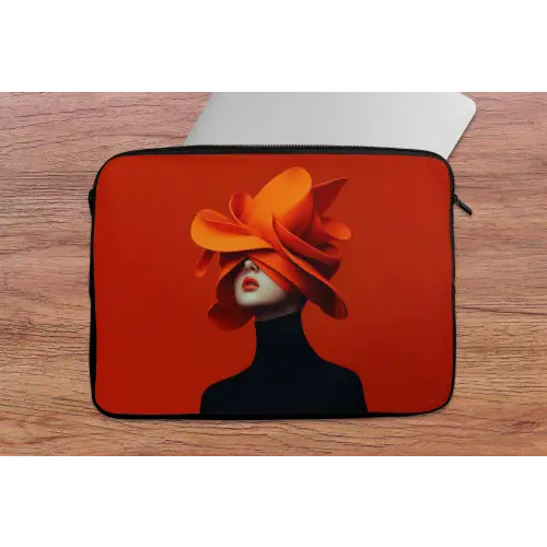 Oranje - Hoed - Vrouw laptophoes neopreen klein -tafel
