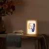 Minimalistisch - Gezicht - Hand - Oranje - Blauw Light Box met kabel (Tafellamp) klein -sfeer4
