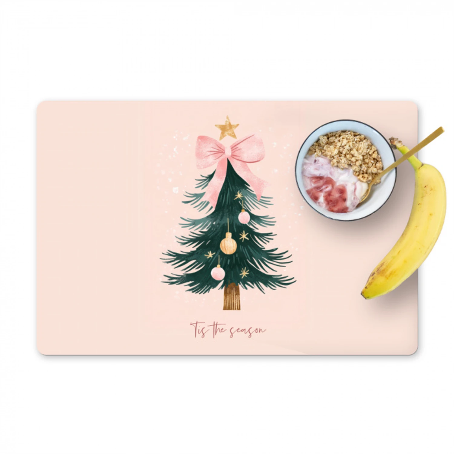 Christmas Season - Kerst - Kerstboom - Roze Placemat vinyl groot -zzzproduct_Kitchenyeah-website
