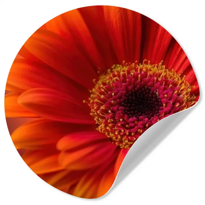 Oranje - Gerbera - Intens Wandcirkel behangsticker klein -3d