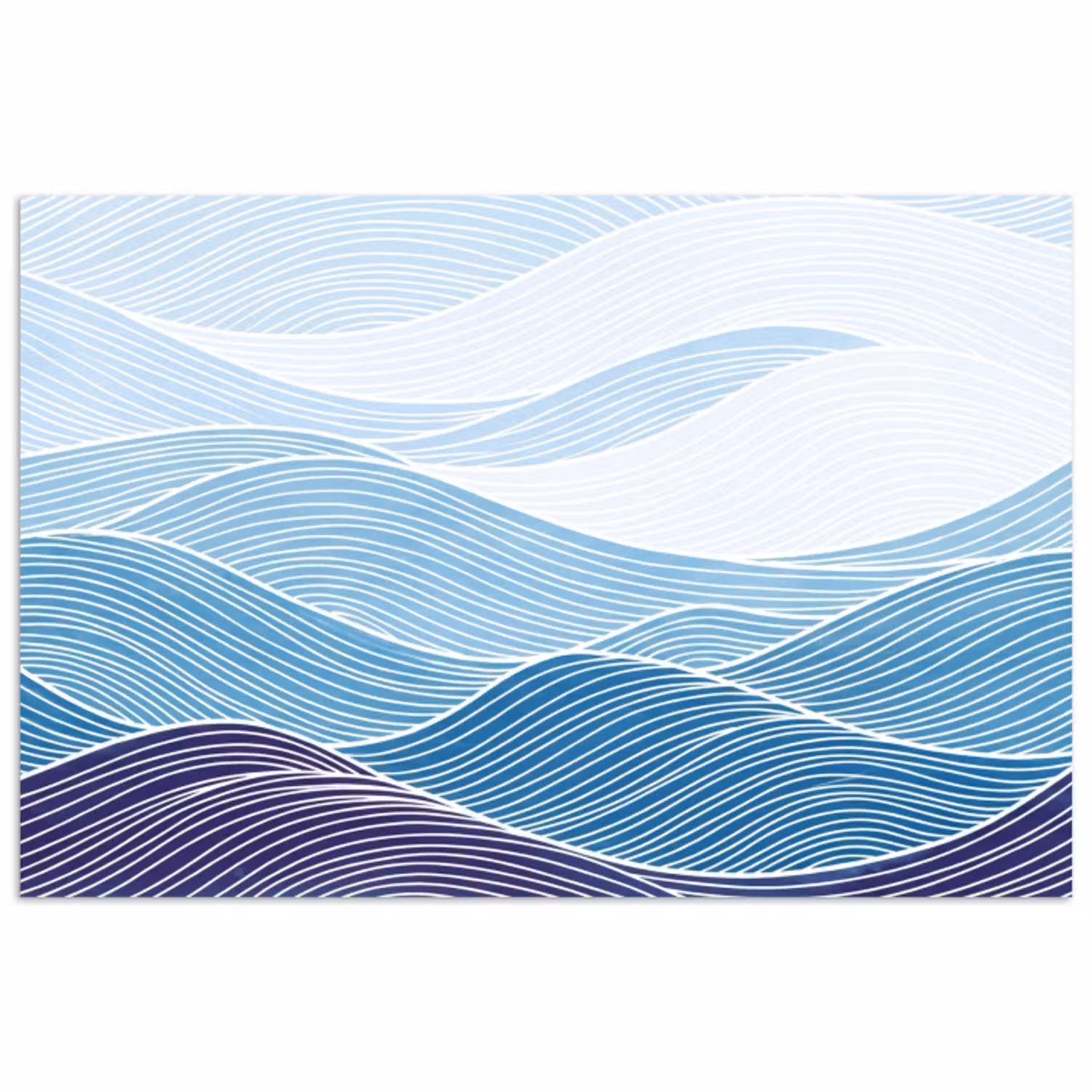 Abstract - Golven - Patroon - Blauw - Modern poster papier klein -3d
