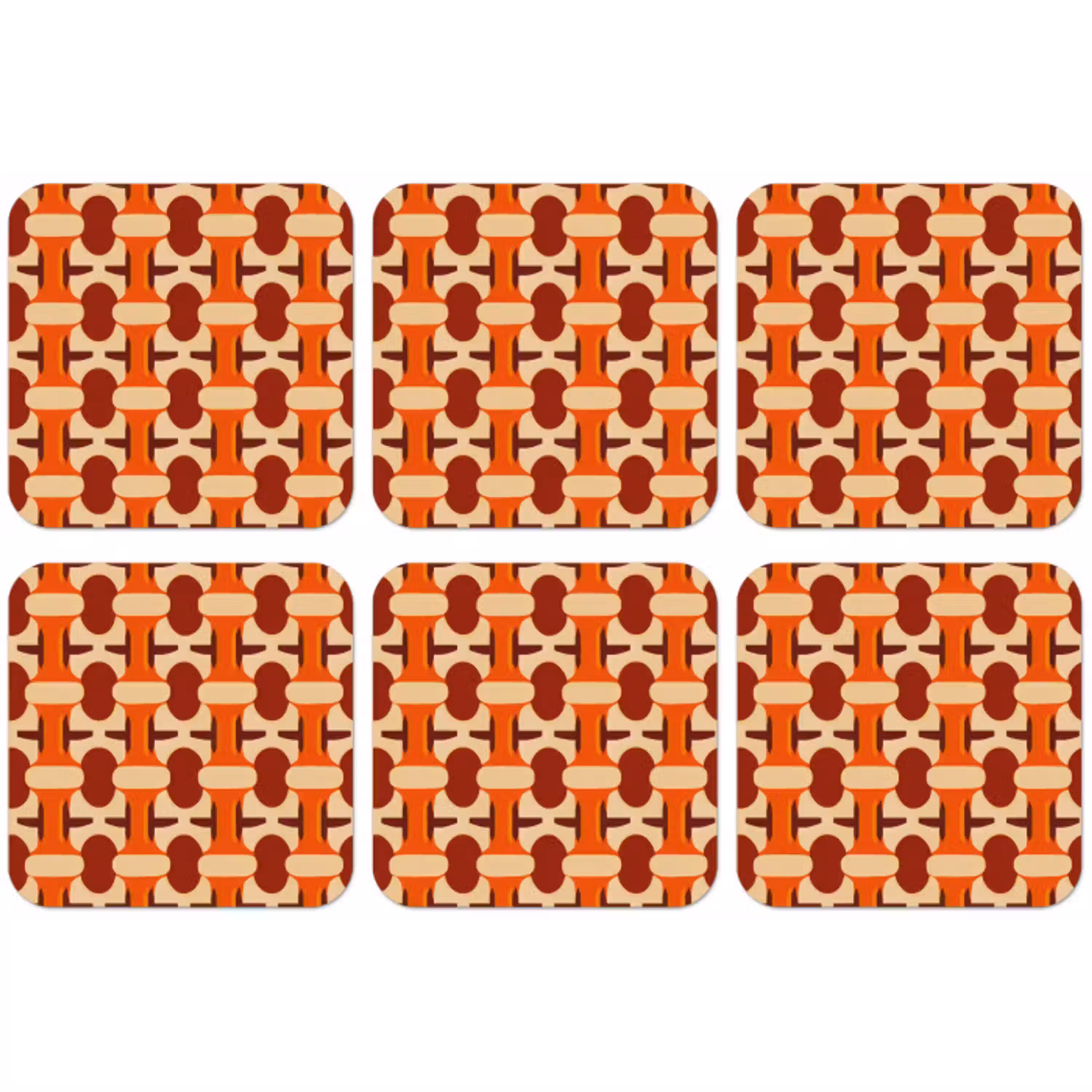 Geometrisch - Retro - Oranje onderzetter kurk middel 366 -zkaufland3dotto