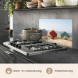 Strand - Huisjes - Kleurrijk - Duinen keuken achterwand spatscherm klein -usp_NL