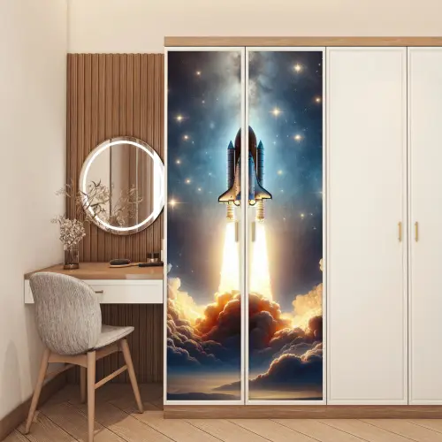 Ruimtevaart - Raket - Space - Sterren deurposter klein -sfeer3