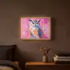 Uil - Roze - Blauw - Verf - Abstract Light Box met batterij (Wandlamp) middel -sfeer4