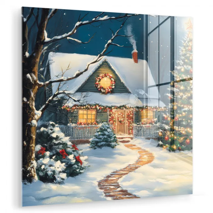 Kerst - Kerstboom - Winter - Huis - Sneeuw plexiglas 5mm klein -zzzproduct_nieuw