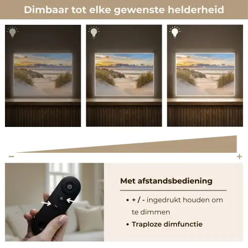Strand - Duin - Gras - Zonsondergang - Zee Light Box met batterij (Wandlamp) middel -USP_dimbaarNL