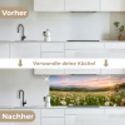 Madelief - Veld - Heuvels - Groen keuken achterwand 2 middel -voor-na_DE