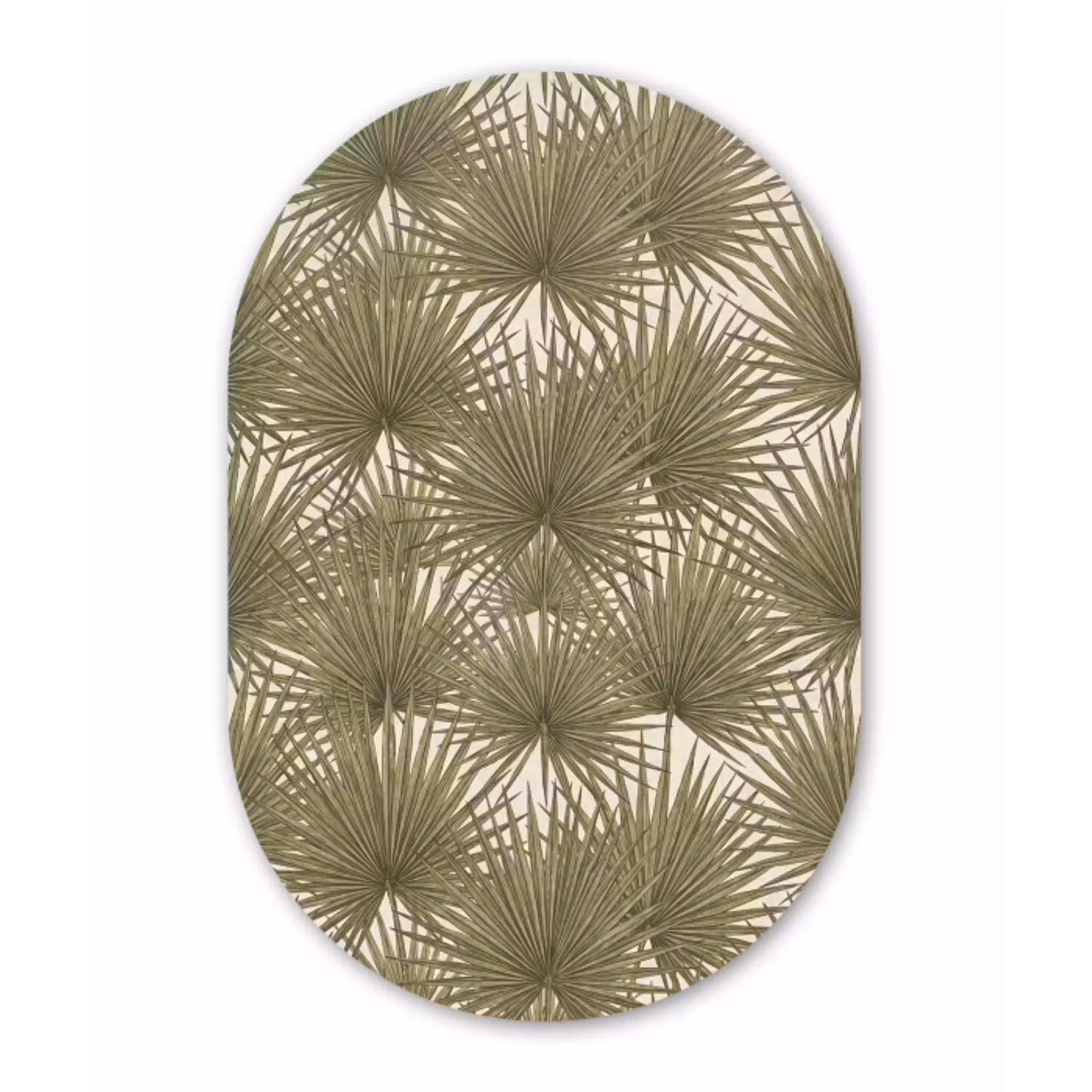 Blad - Tropisch - Patroon - Natuur - Groen Wandcirkel Ovaal Aluminium middel -3d