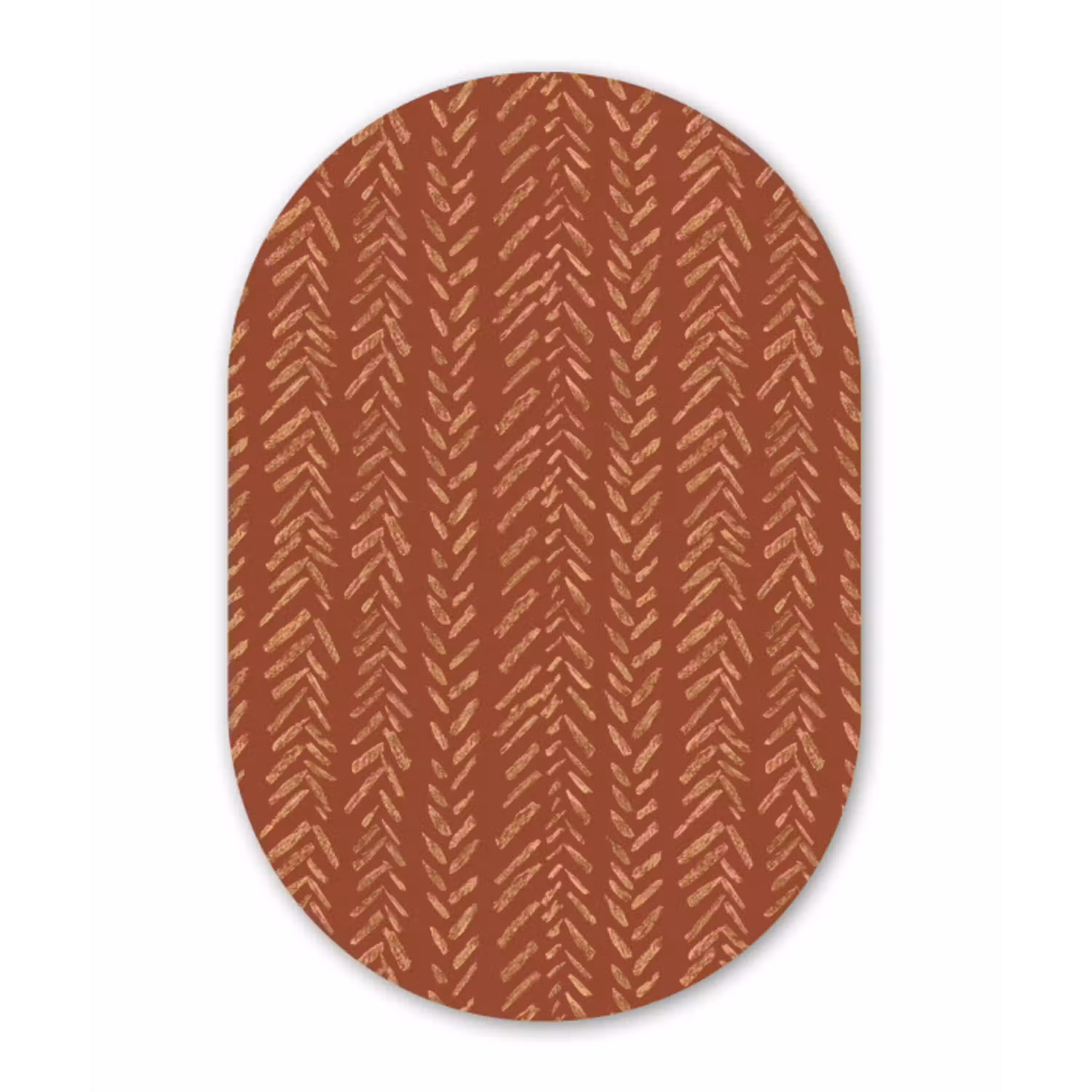 Terracotta - Visgraat - Ambachtelijk - Patroon Wandcirkel Ovaal Forex klein 630 -3d